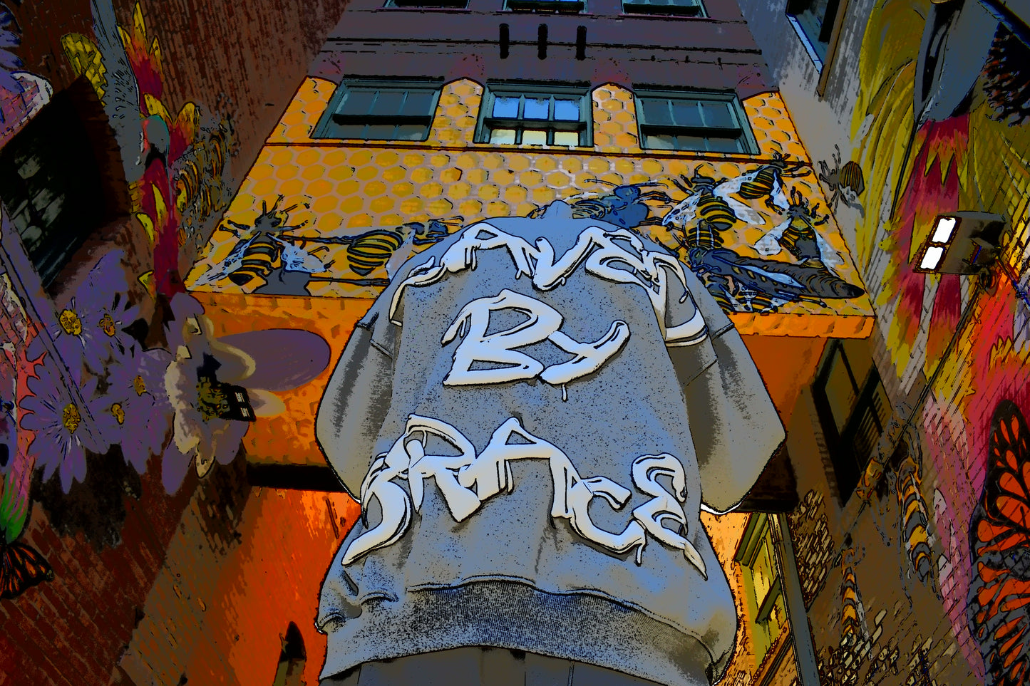 GRAY SAVED BY GRACE PUFF HOODIE