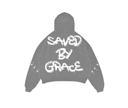 GRAY SAVED BY GRACE PUFF HOODIE