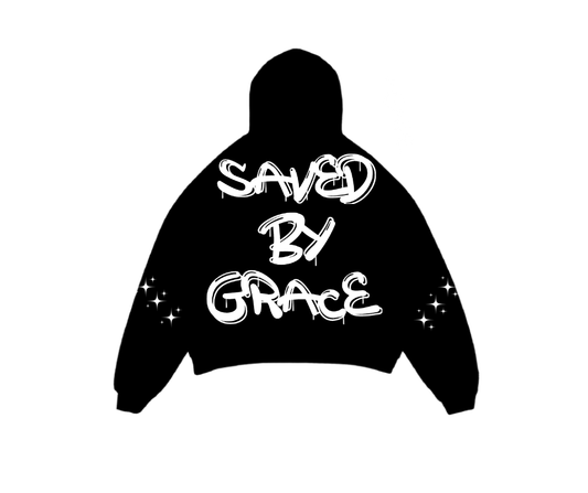 BLACK SAVED BY GRACE PUFF HOODIE