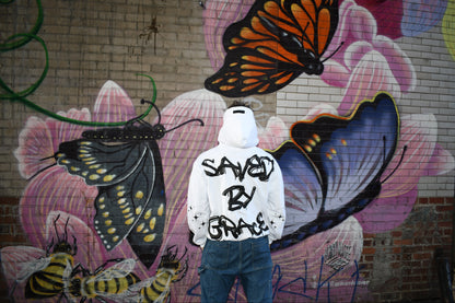 WHITE SAVED BY GRACE PUFF HOODIE