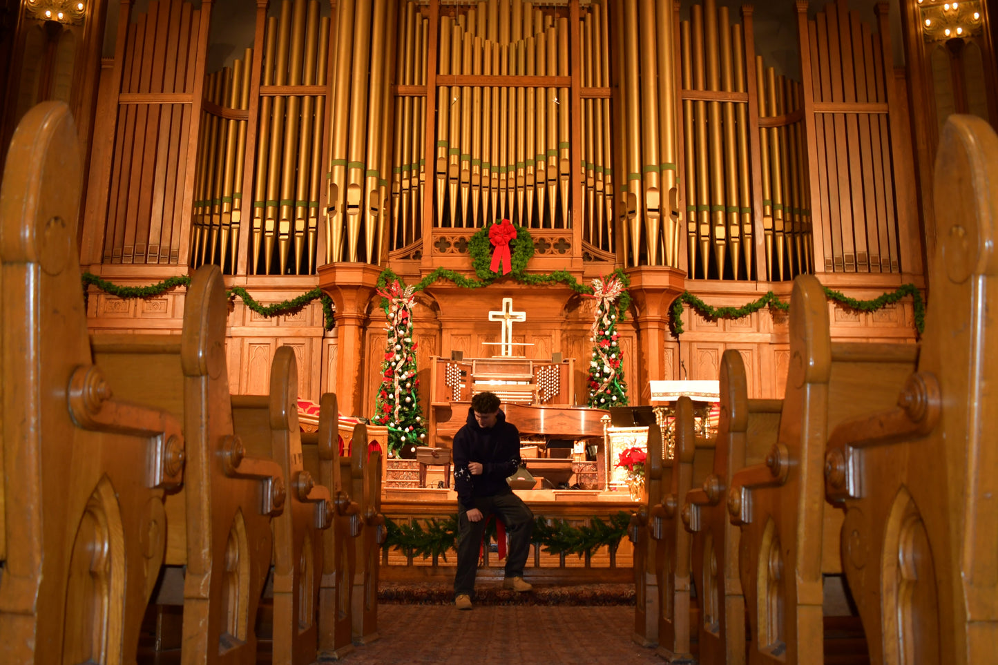 NAVY SAVED BY GRACE PUFF HOODIE